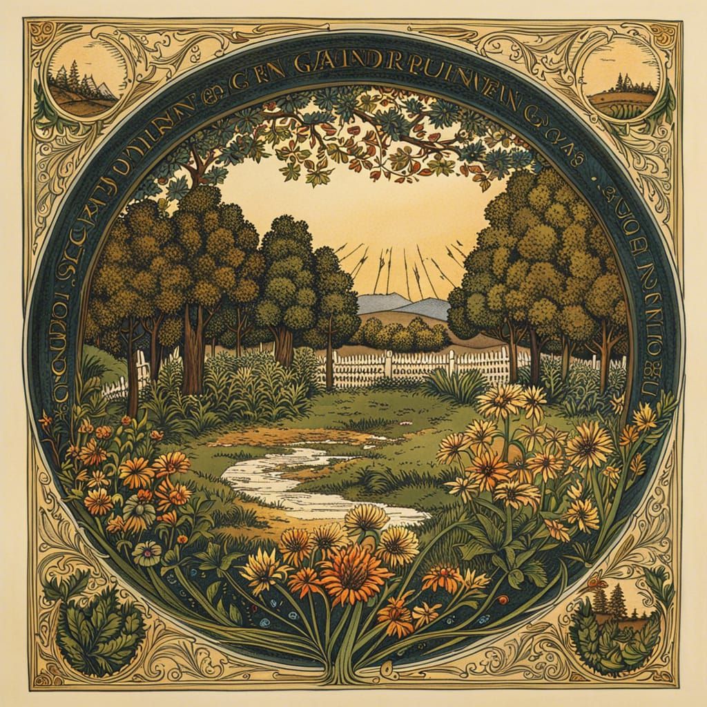 Gardening Grimoire Page with Seasonal Illustrations