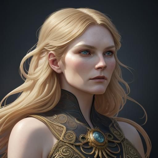 Kirsten Dunst Portrait in Art Nouveau Style