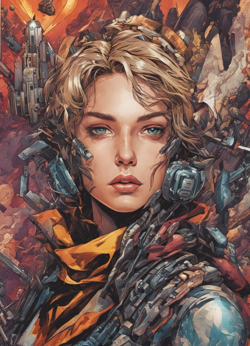 Science Fiction Gunslinger Portrait in Comic Art
