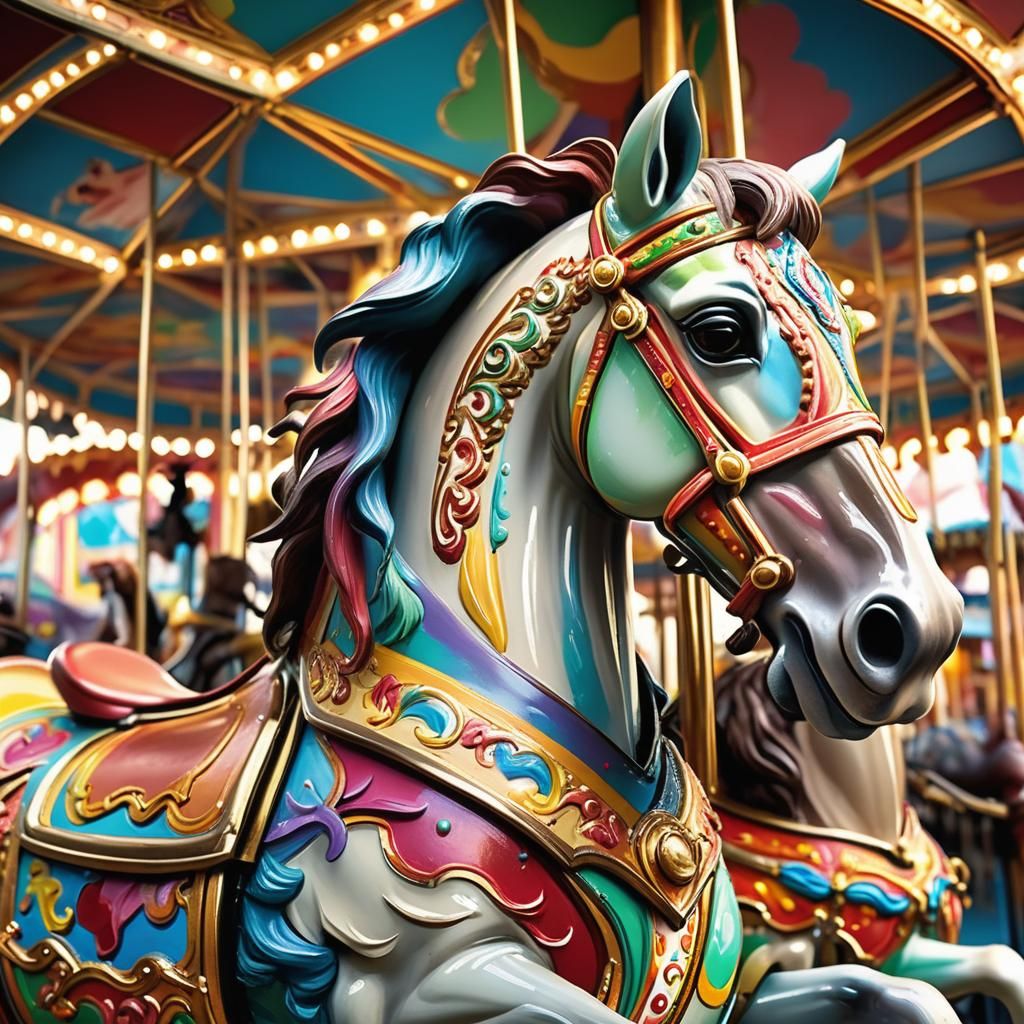 Hyperrealistic Carousel Horse in Jessica von Braun Style