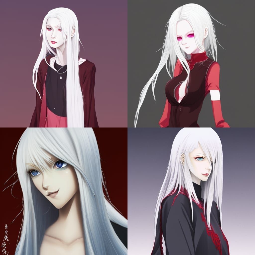 Albino Woman Portrait in Anime Key Visual Style