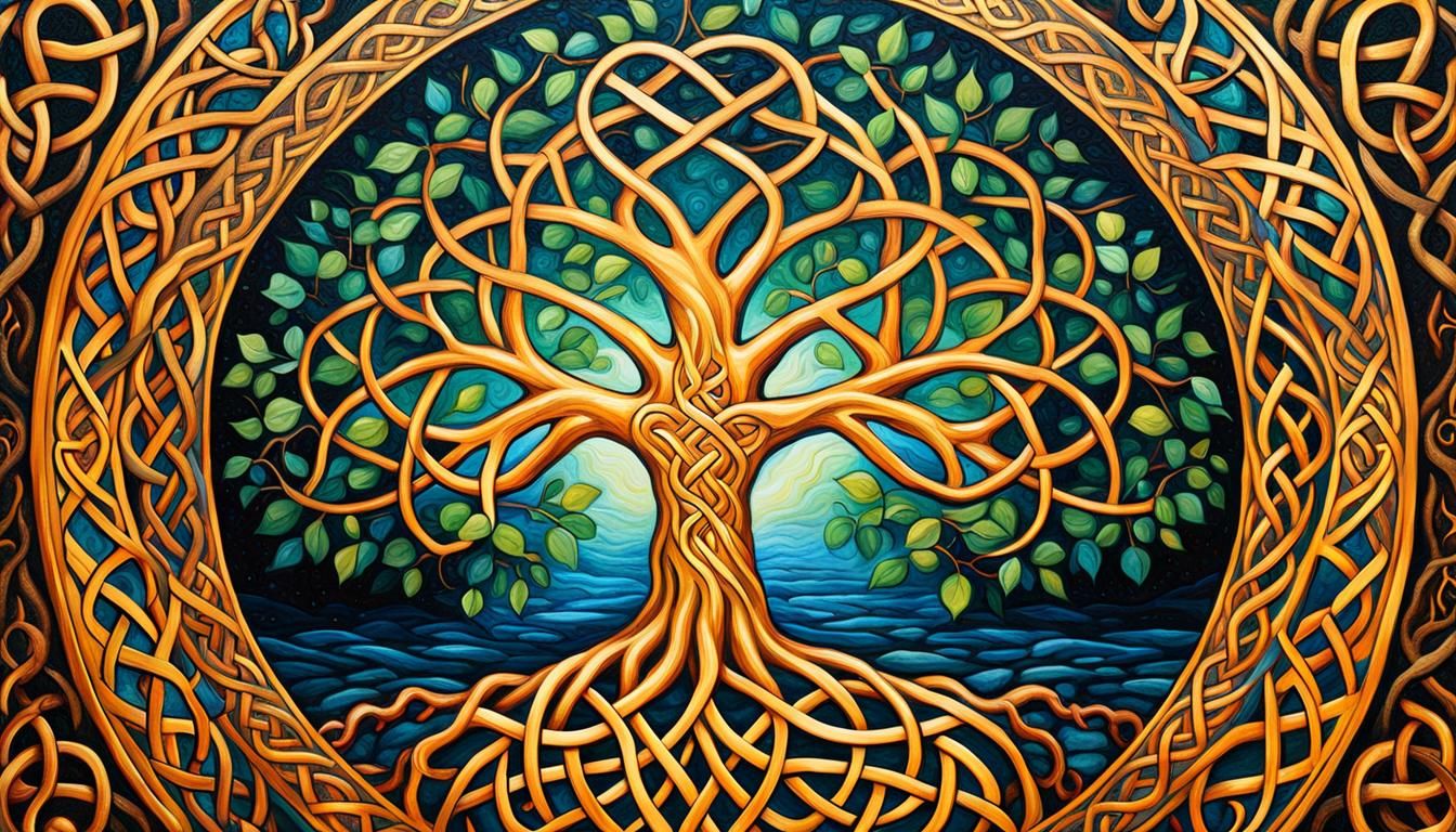 Celtic Tree of Life Oil Painting in Gurney Style