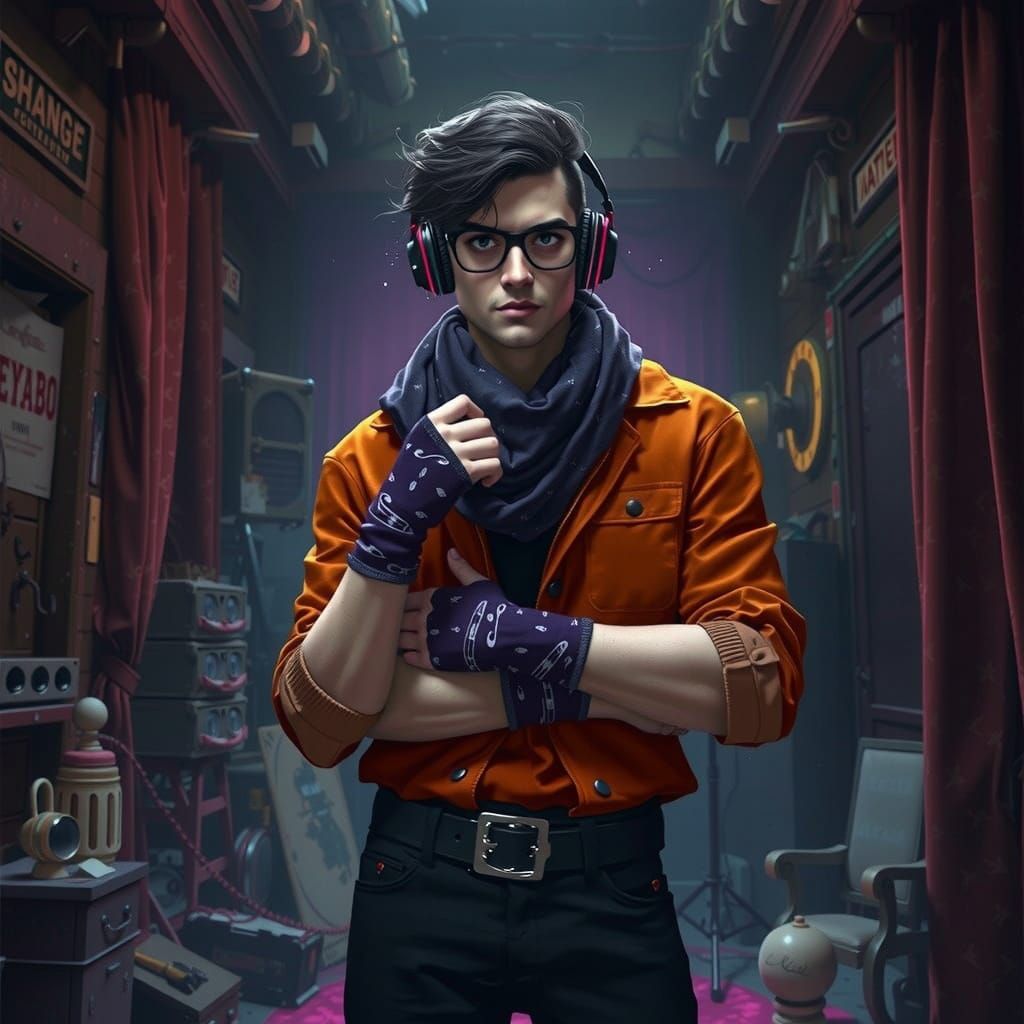 Sleek Villain Emerges from Shadows in Abandoned Theater