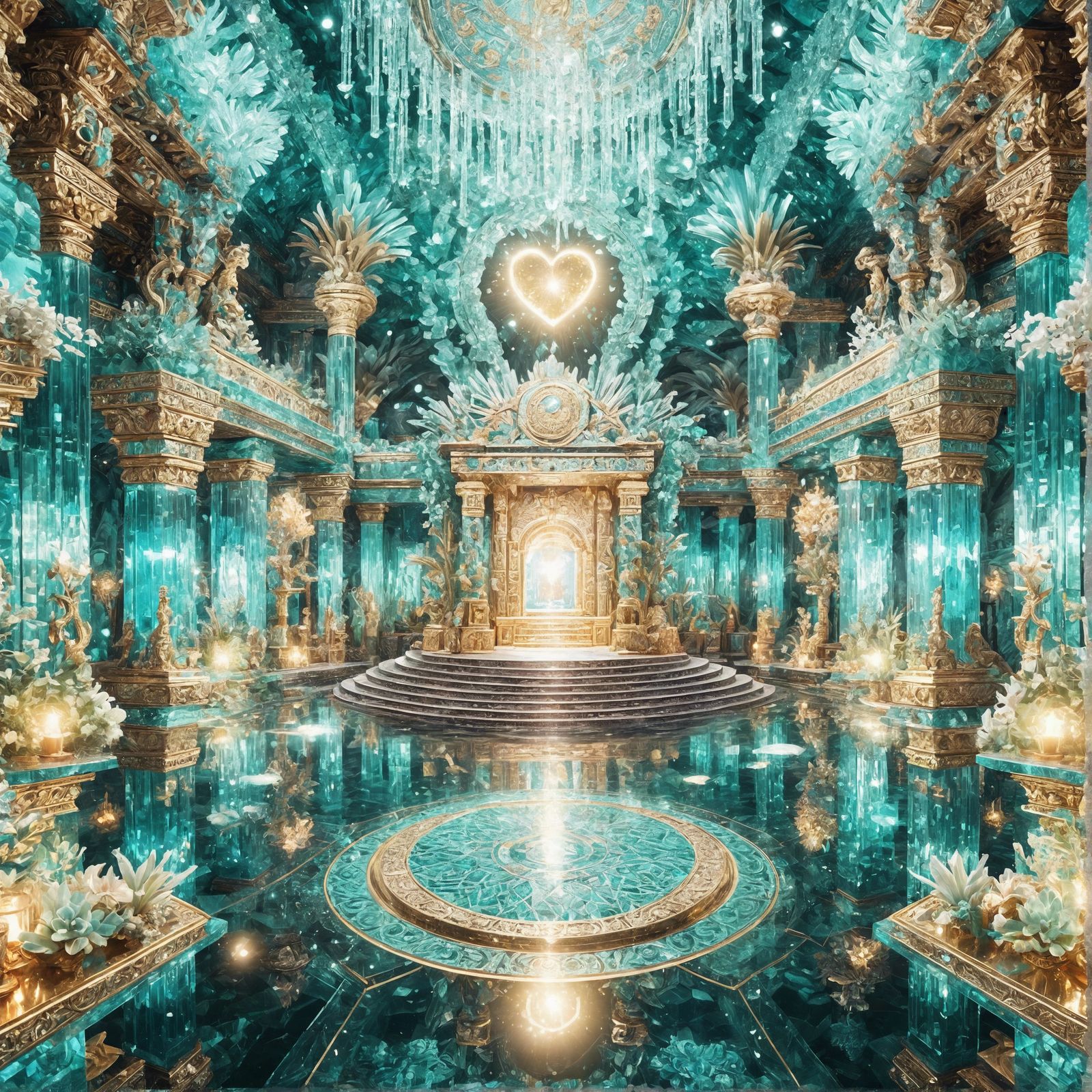 Aqua Crystal Aztec Temple in Divine Light
