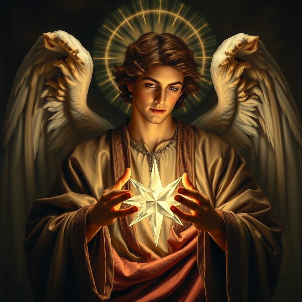 Baroque Christmas Angel with Radiant Star