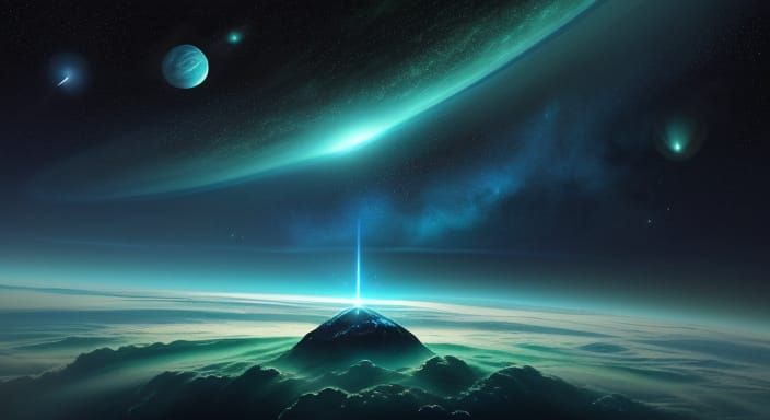 Blue and Green Planet in Cosmic Void