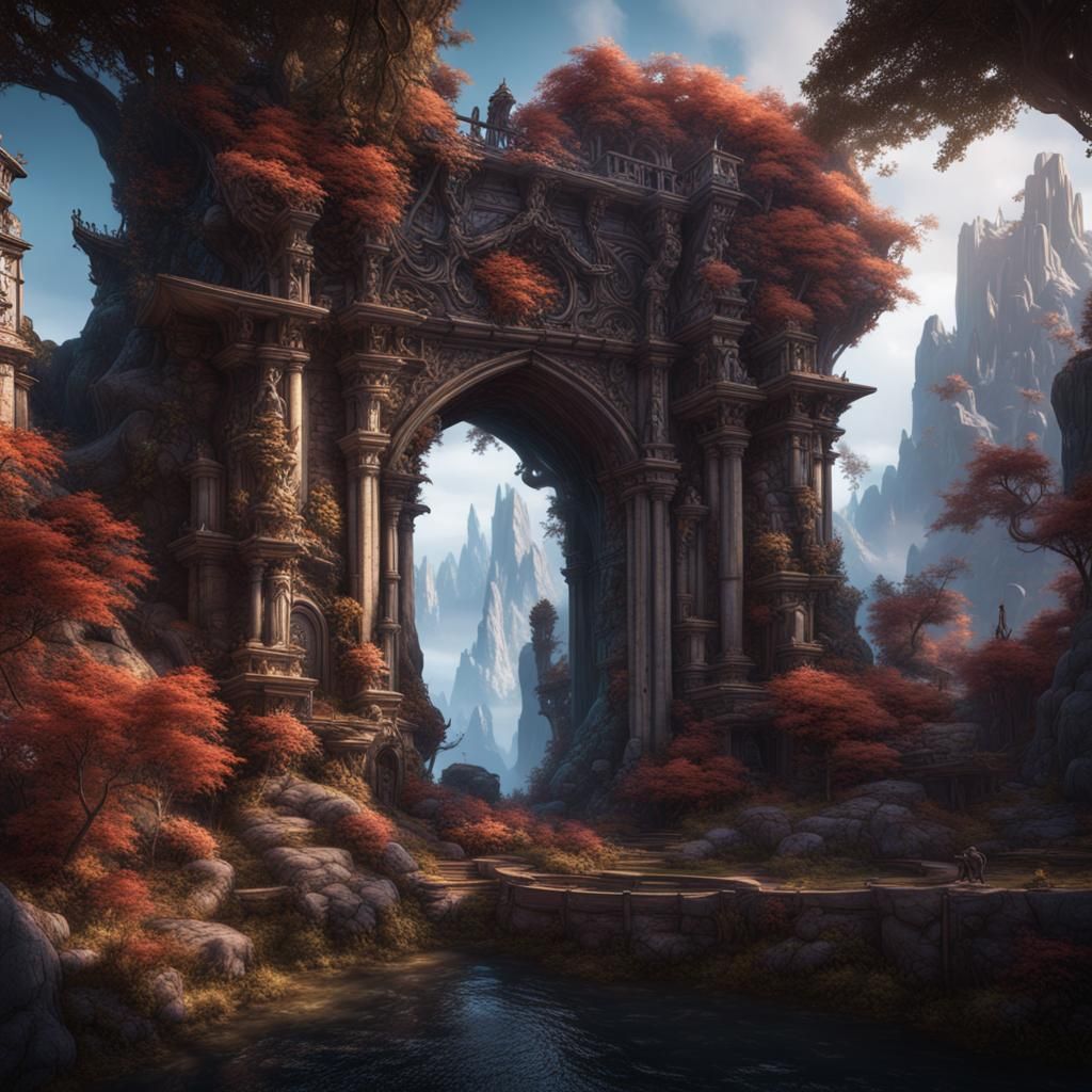 Fantastical Matte Painting in Deep Color, 8K