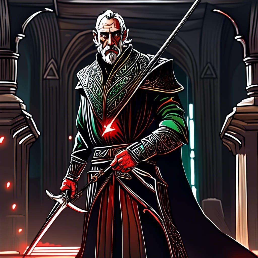 Gothic Firbolg Warrior with Red Rapier