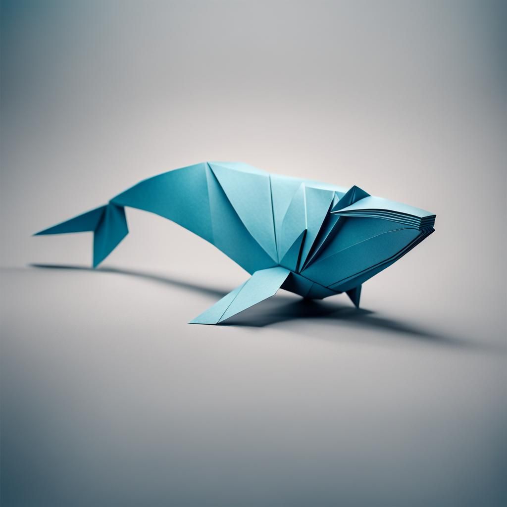 Origami Whale Papercraft in 8K Resolution