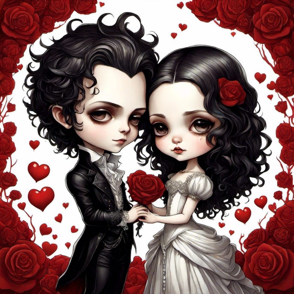 Chibi Valentine Couple in Sweet Style