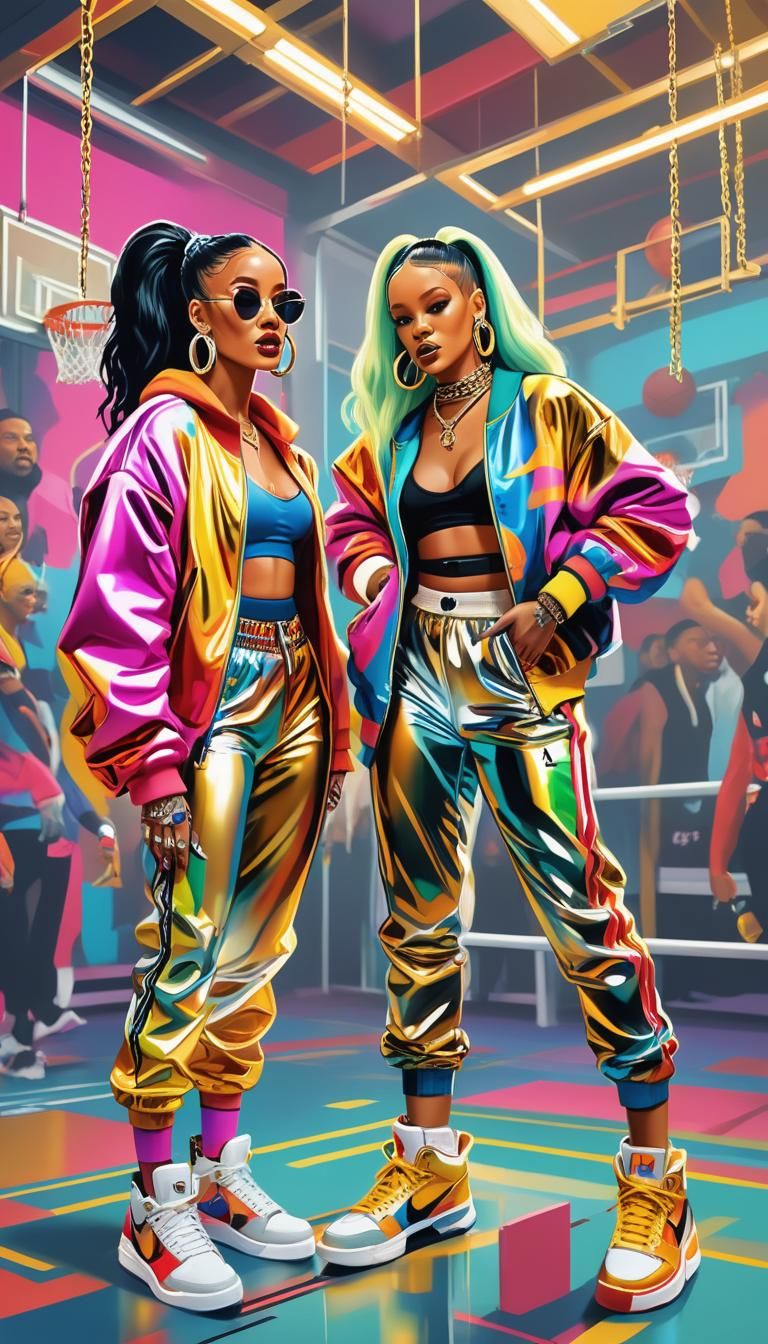 Cardi B and Rihanna in Gym: Fashion Illustration
