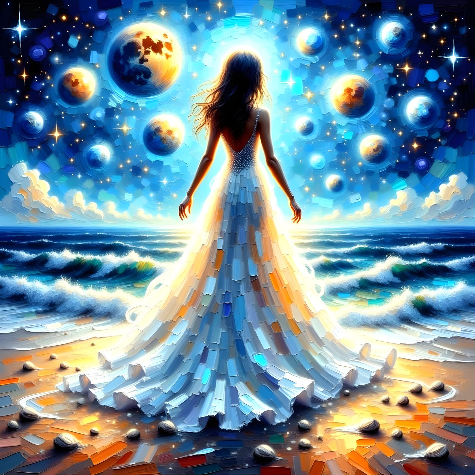 Galactic Silhouette in a Whimsical Dreamscape