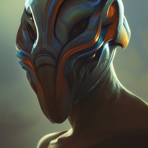 Sangheili Portrait with Dynamic Lighting in Digital Art Styl...