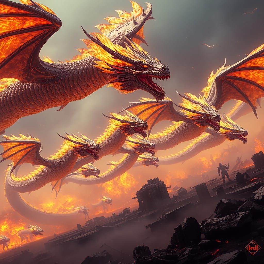 Dragon-Like Serpents in Cinematic Film Still