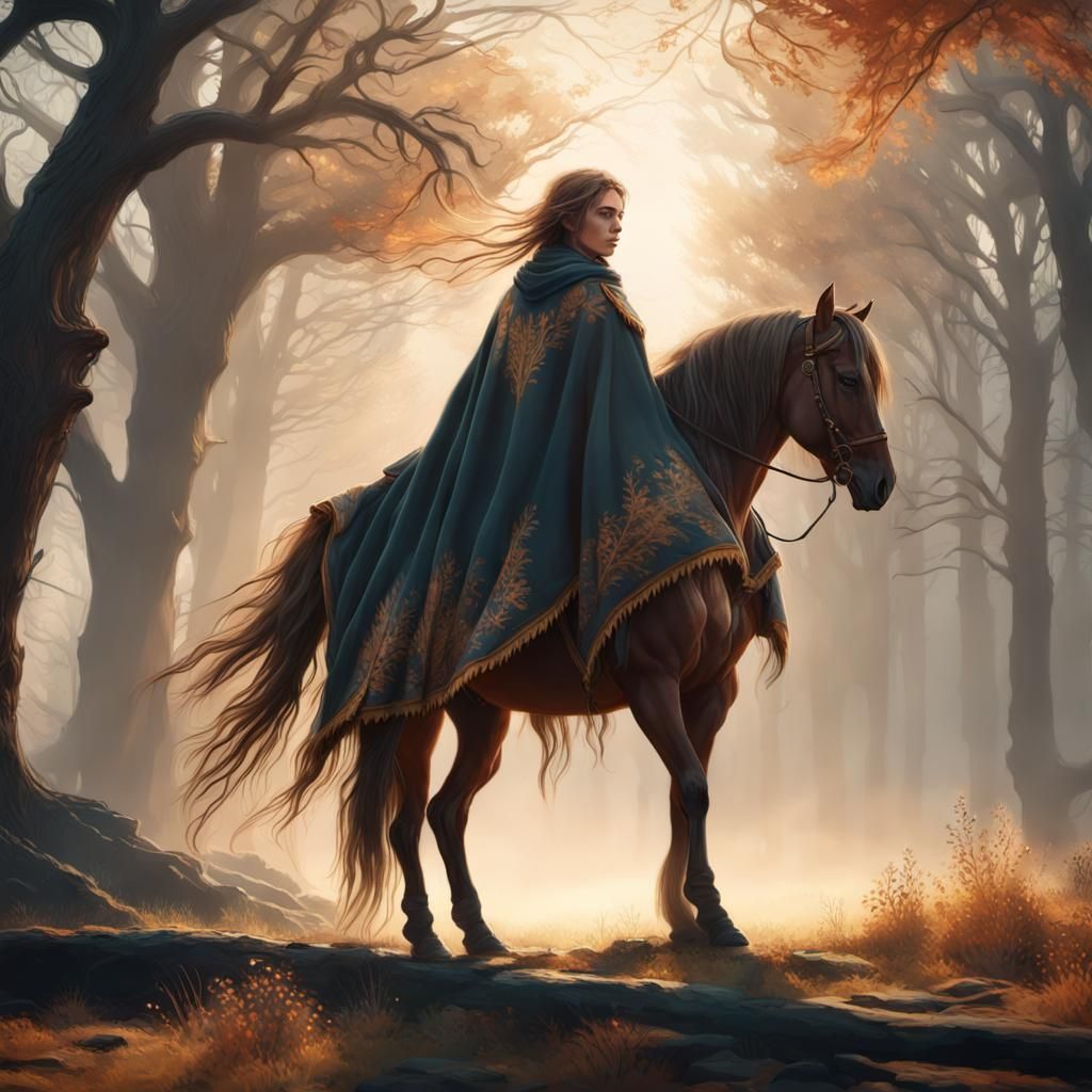Ethereal Rider with Head in Hands: Cinematic Digital Art