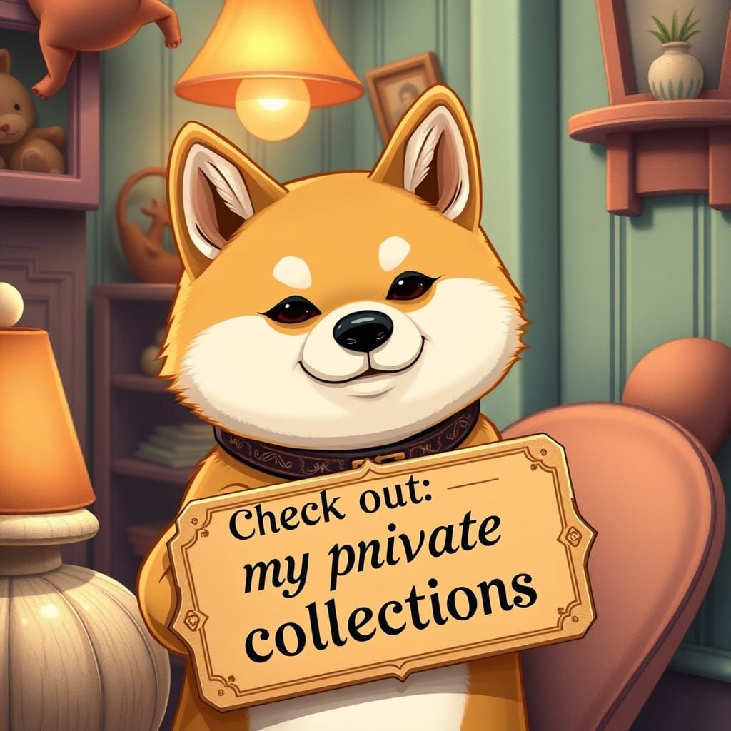 Anthropomorphic Shiba Inu Promoting Private Collection