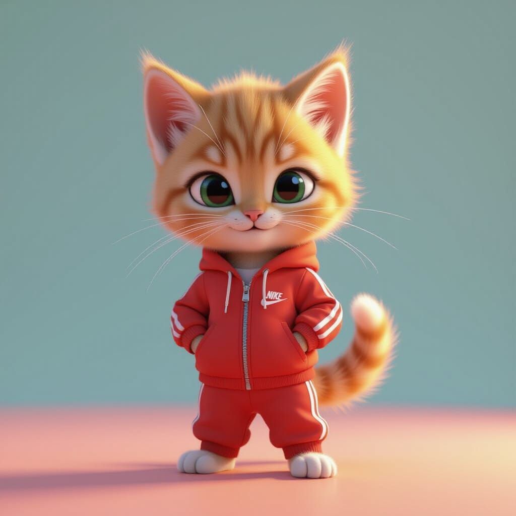 Kitten Athlete in 3D Digital Art Style