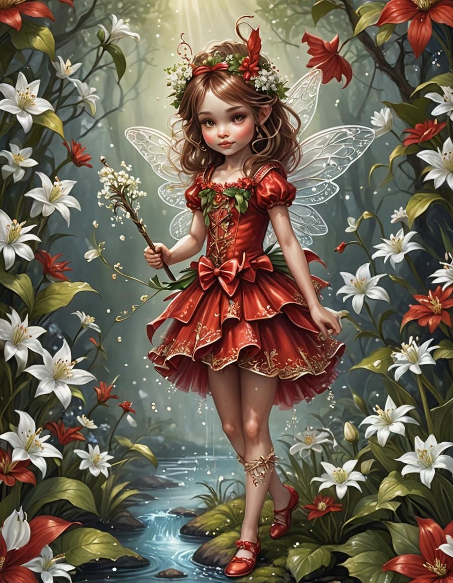 Whimsical Dwarf Fairy with Magic Wand, Fantasy Art