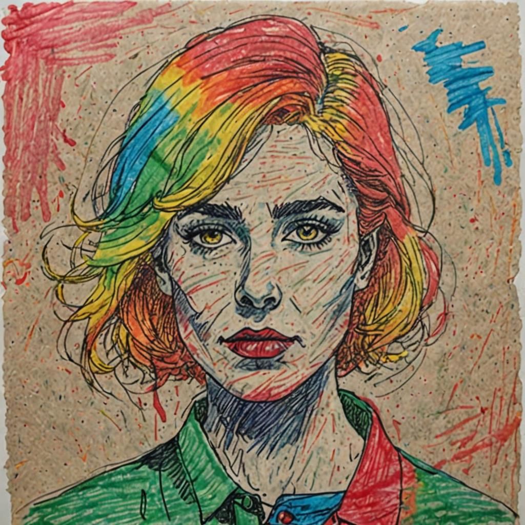 Child's Drawing in Wax Crayon