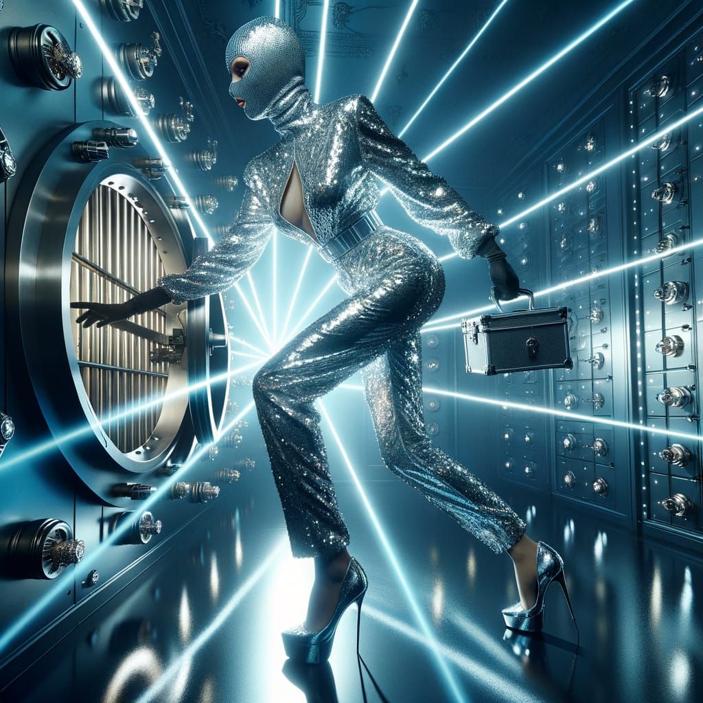 Catwoman in Luminous Jewel Thief Chic, High-Fashion Vault