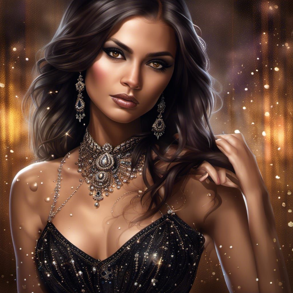 Woman in Diamond Gown: Fantasy Concept Art