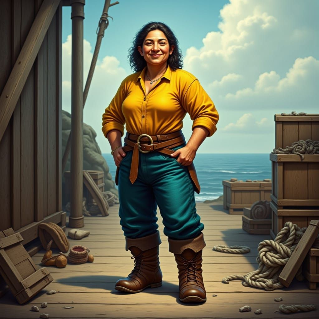 Weathered Dock Worker in Gritty Realism Style