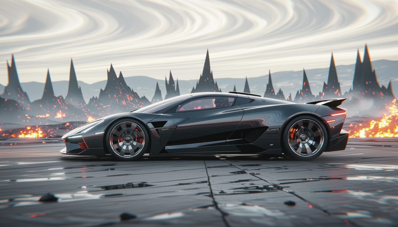 Tuatara Supercar Races Through Fiery Hellscape Under Purple ...