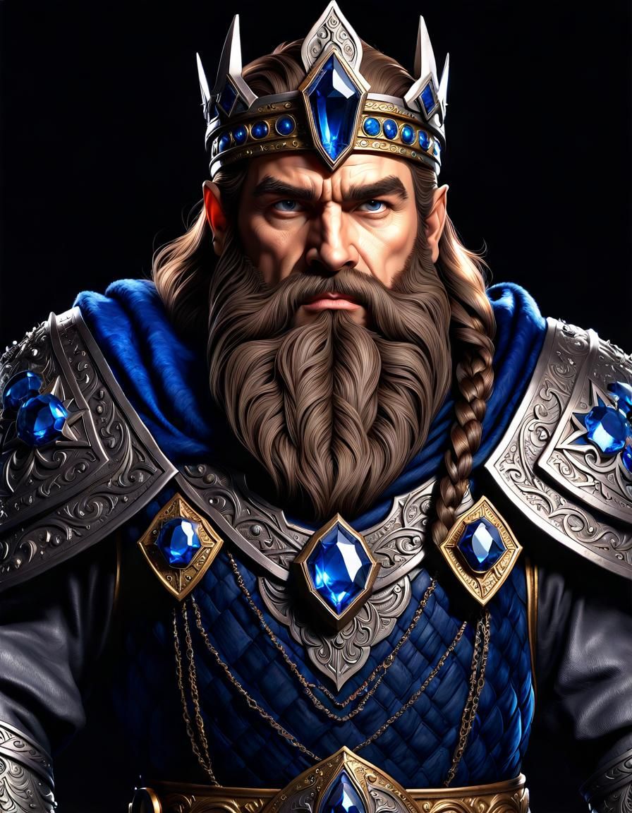 Dwarven King with Mithril Crown, Hyperrealistic HDR Portrait