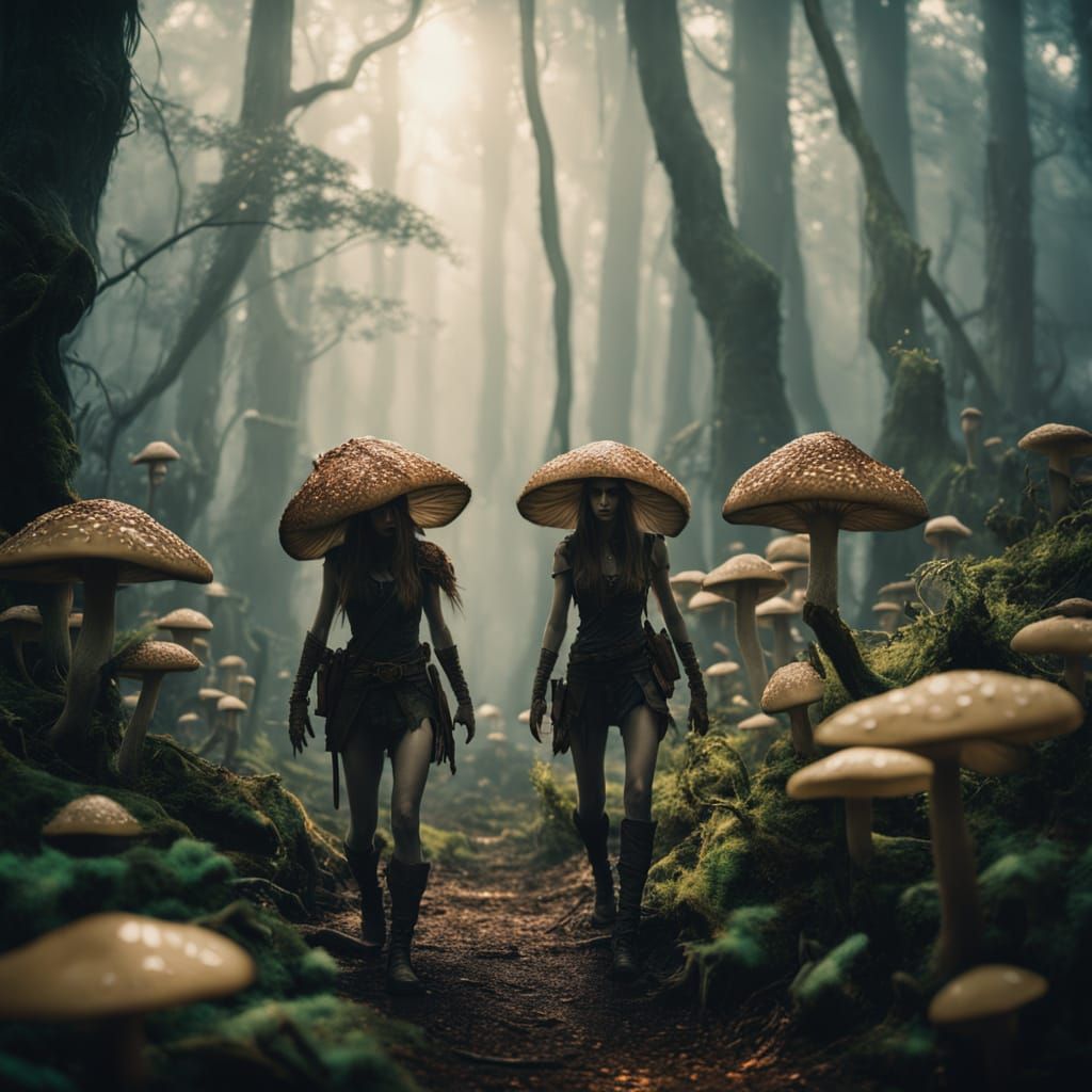Goblin Girls in Enchanted Forest, Epic Fantasy Art