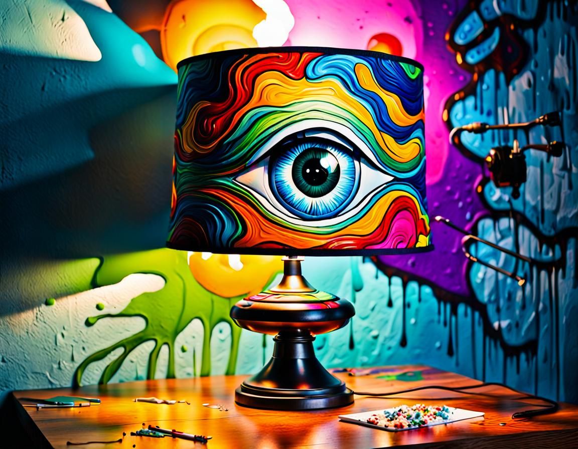 Eye Lamp in Graffiti Art Style