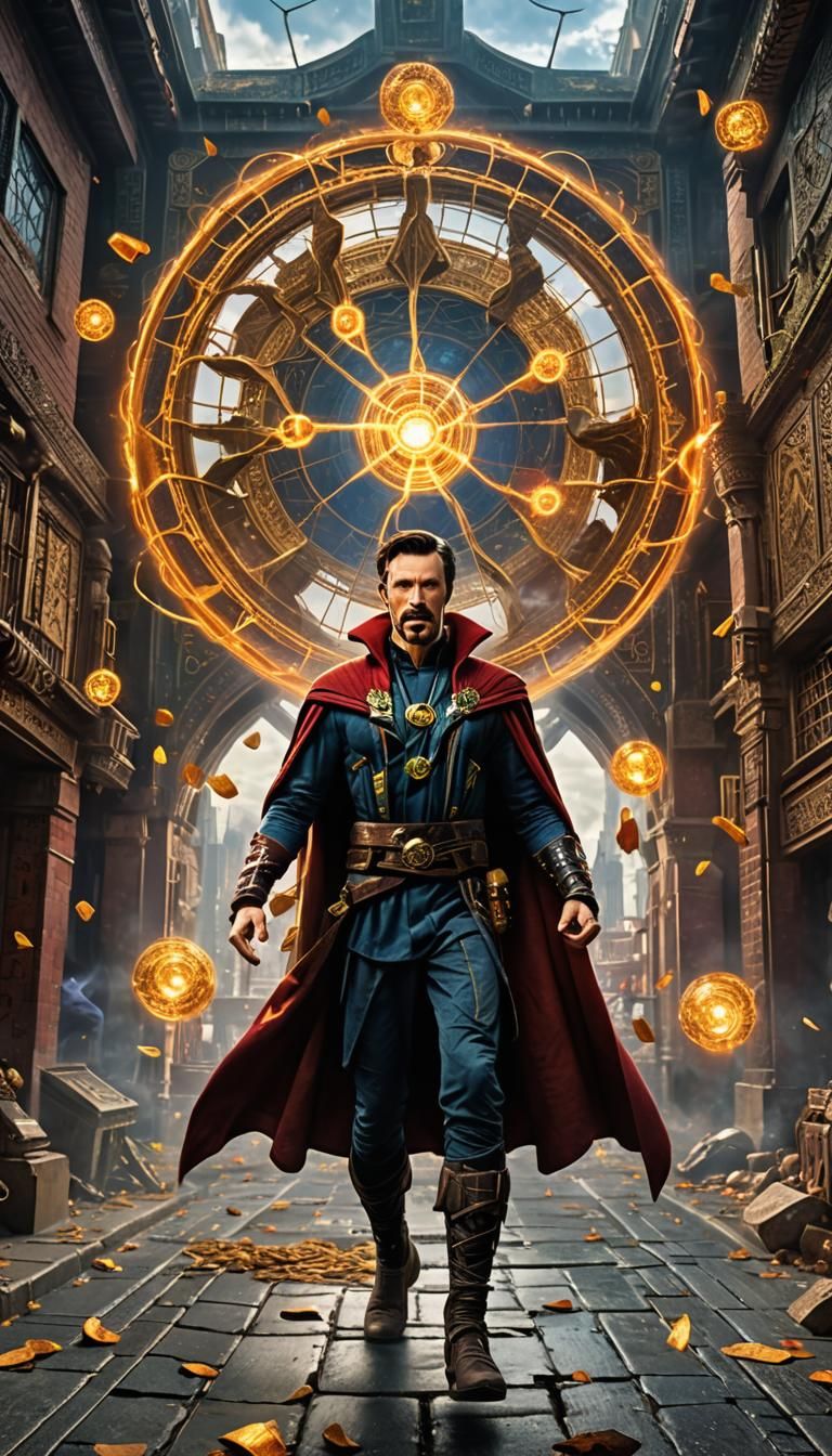 Doctor Strange Casting Spell with Gateways Opening