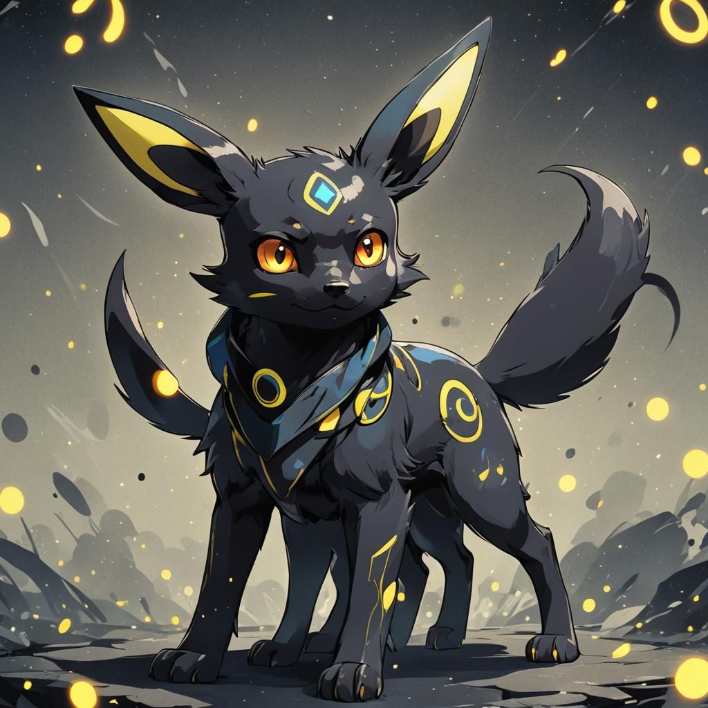 Umbreon in Cel-Shaded Anime Style