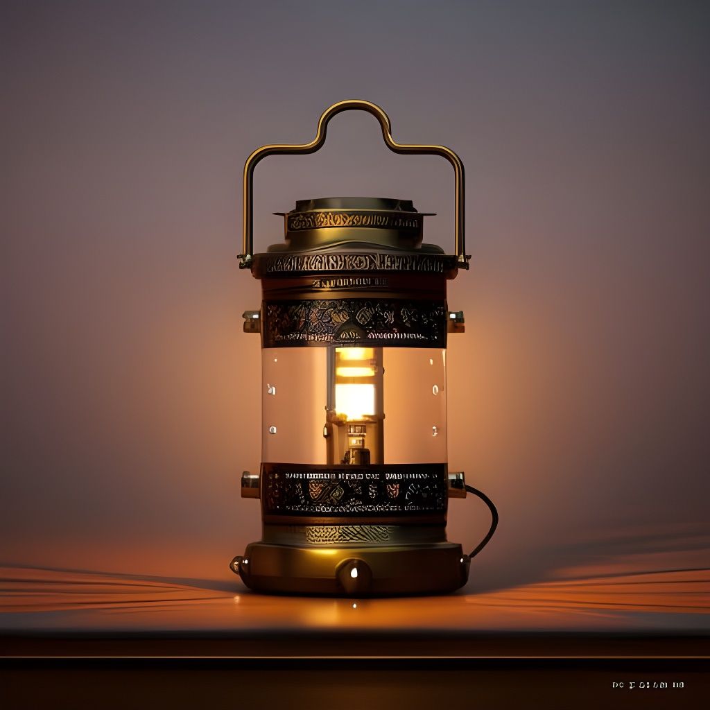 Hyper-Realistic Oil Lamp in Golden Ratio