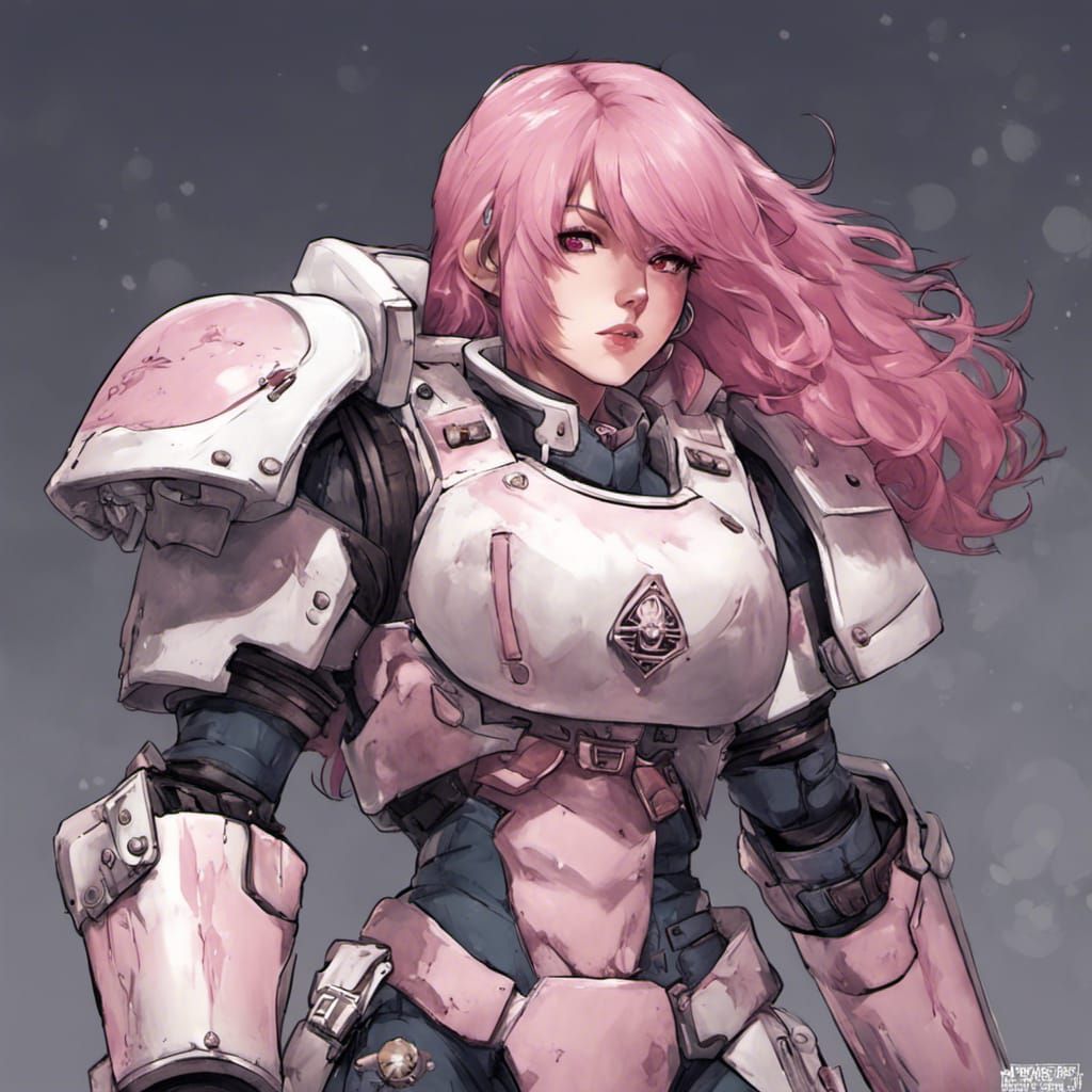 Anime Style Pink Haired Space Marine