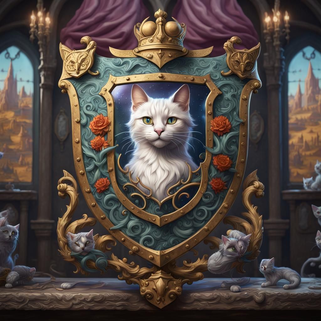 Crazy Cat Lady Coat of Arms, Digital Art