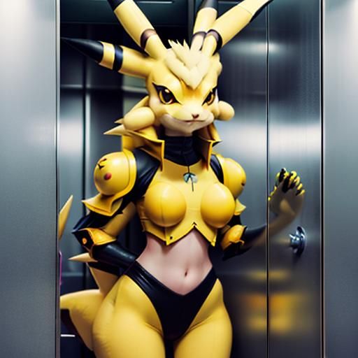 Armored Dragon Girl in Elevator