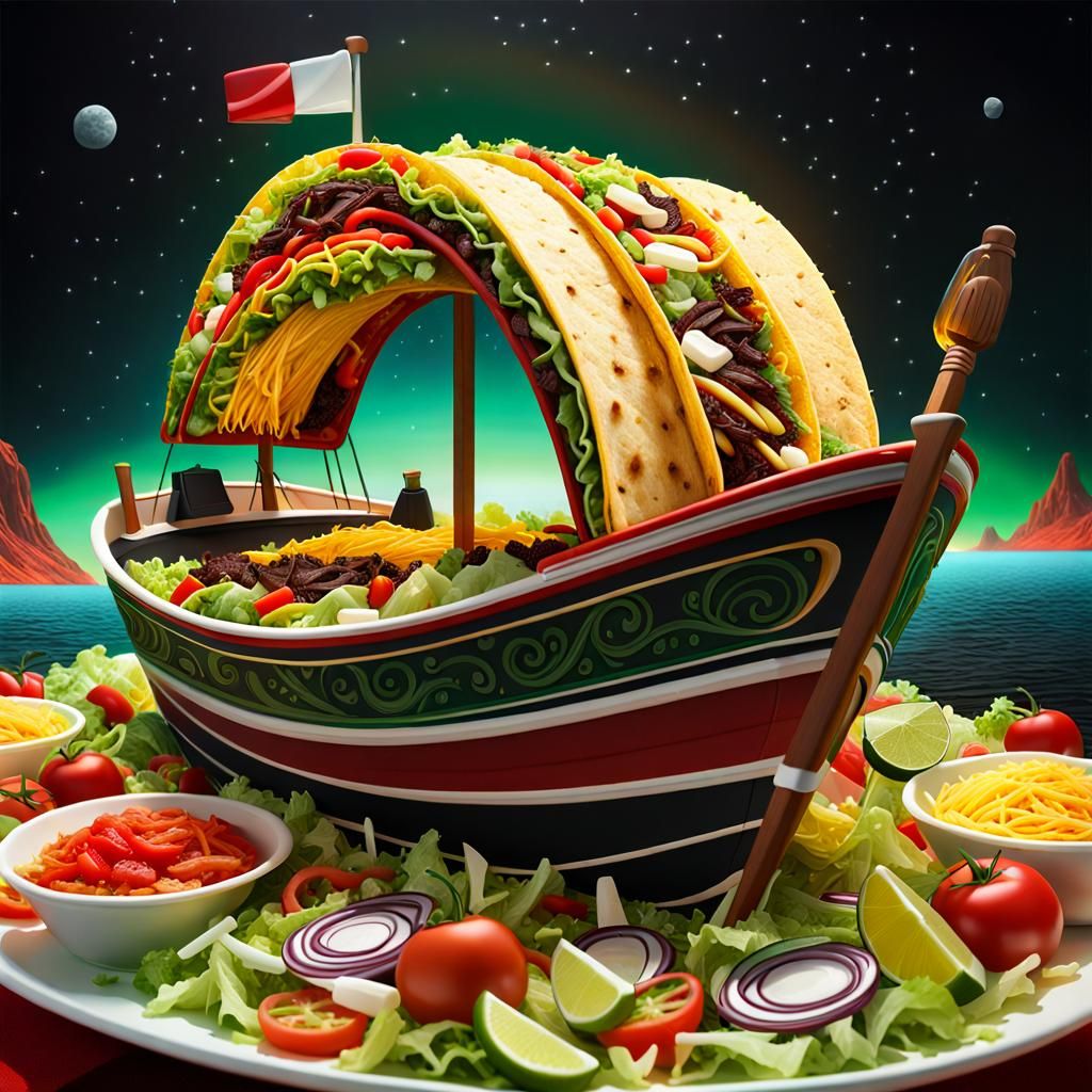 Taco Boat Sailing in a Salad Sea