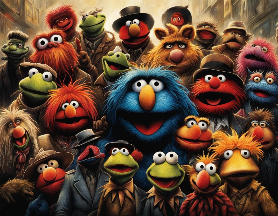 Nightmarish Muppets in Dark Fantasy Style