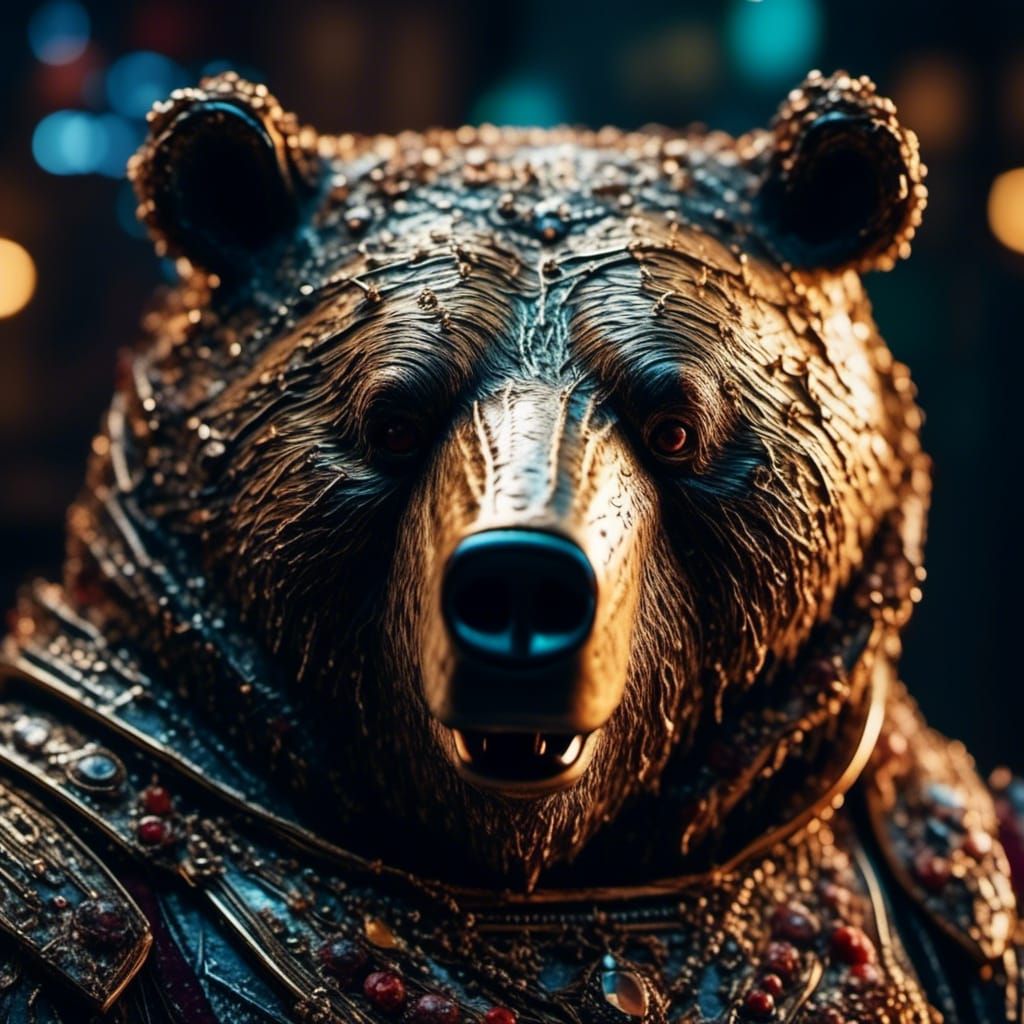 Happy Obese Bear Portrait in Hyperrealistic Detail