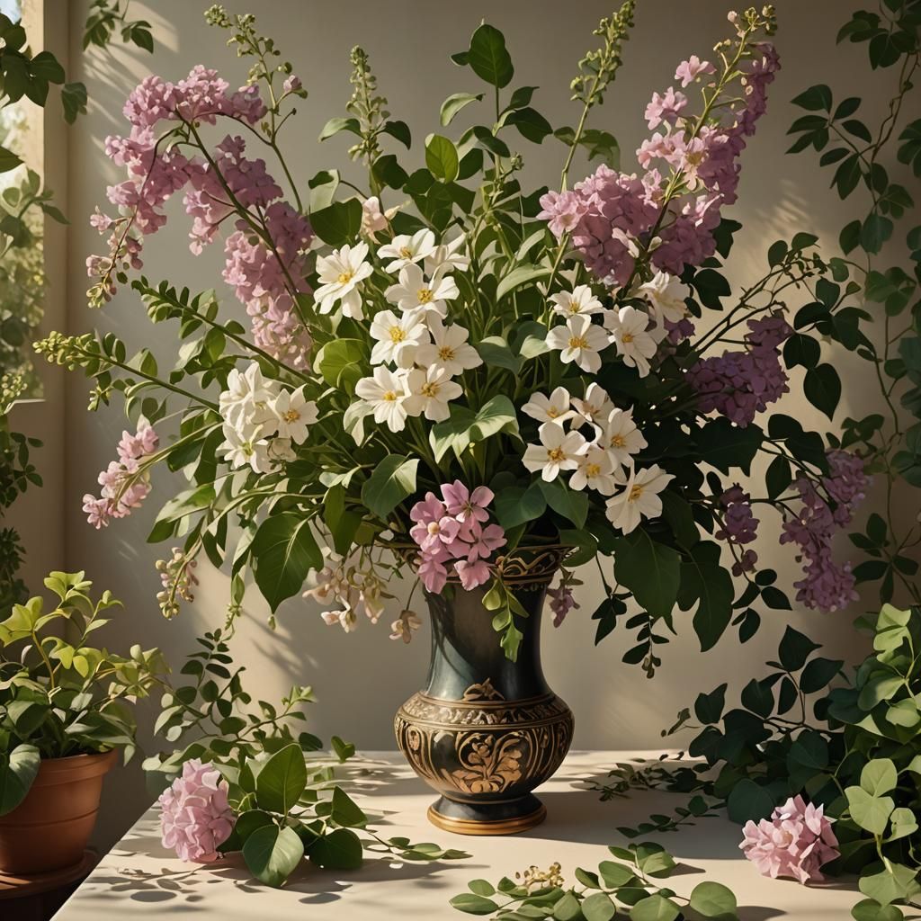 Botanical Still Life in Henri Rousseau Style