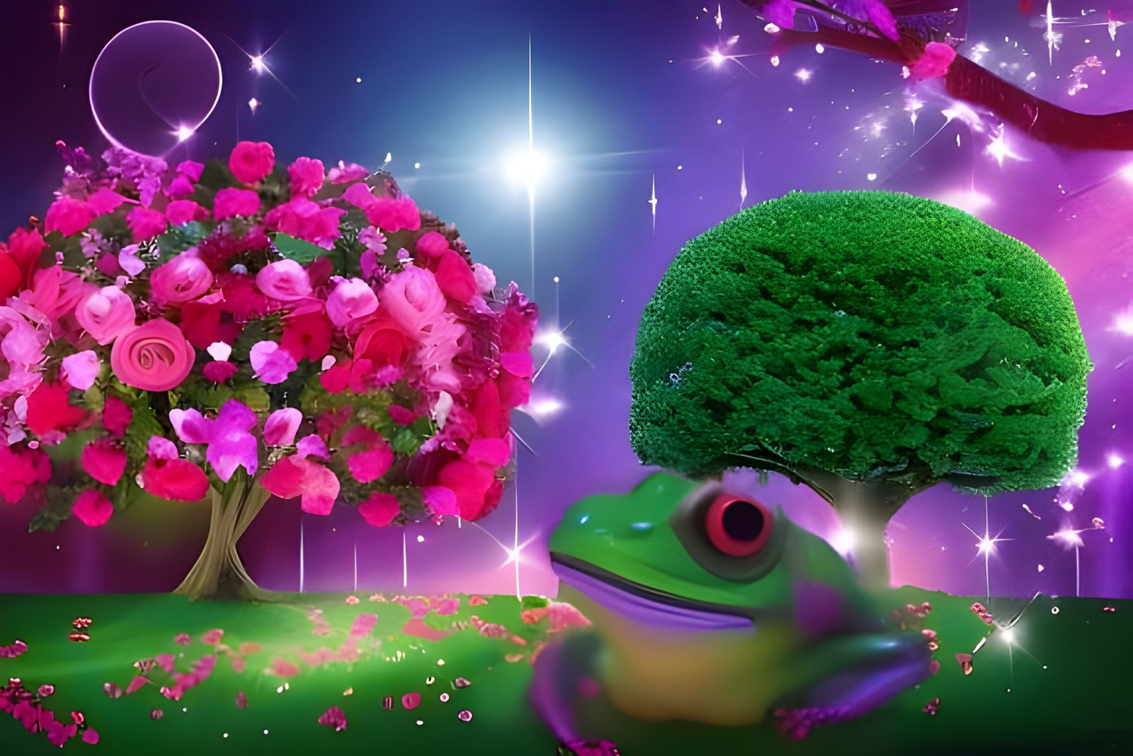 Frog in Top Hat with Gold Glitter Sparkles