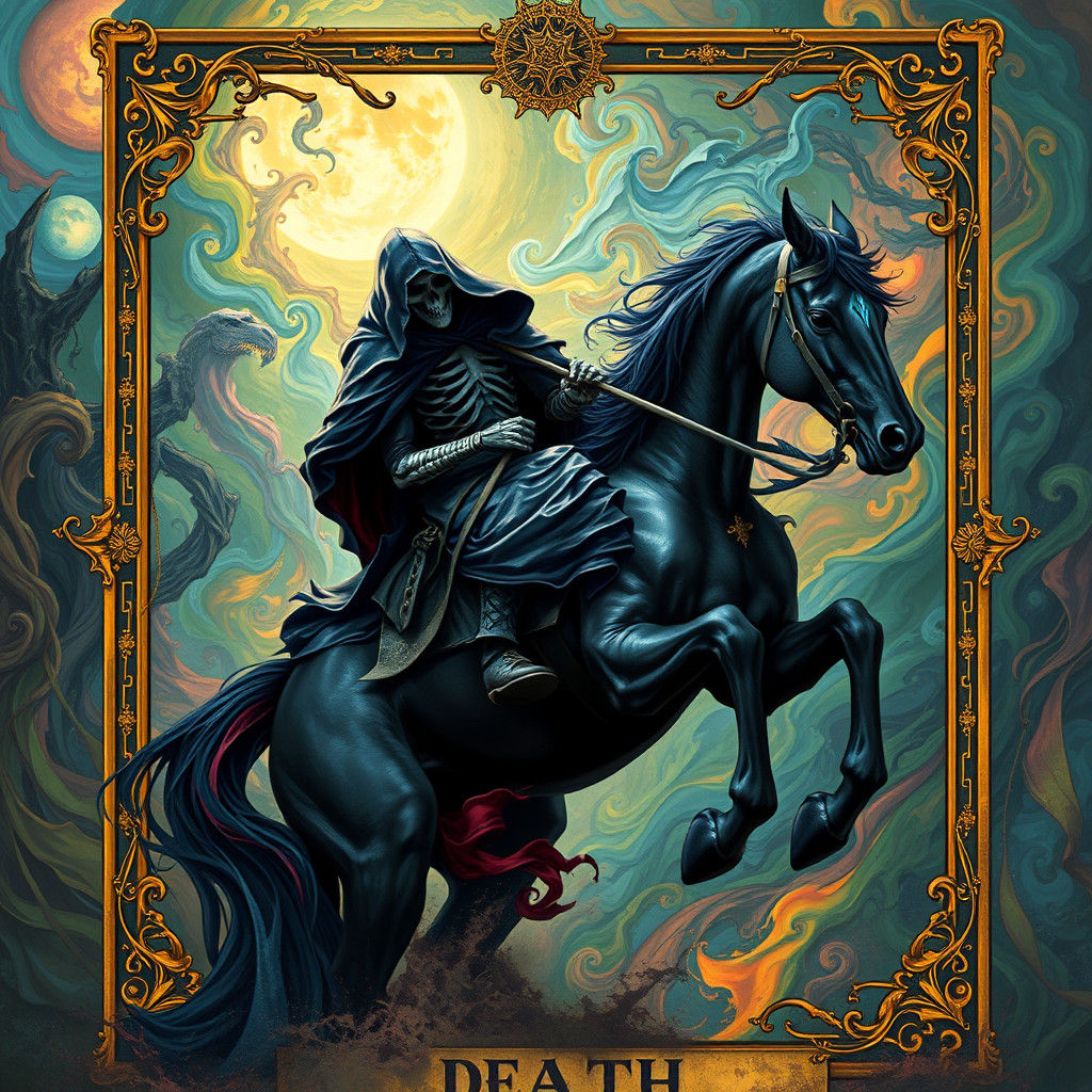 Death Escapes Tarot Card in Ethereal Matte Painting