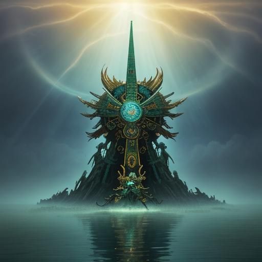 Leopard Shaman in Flooded City, Surrealism