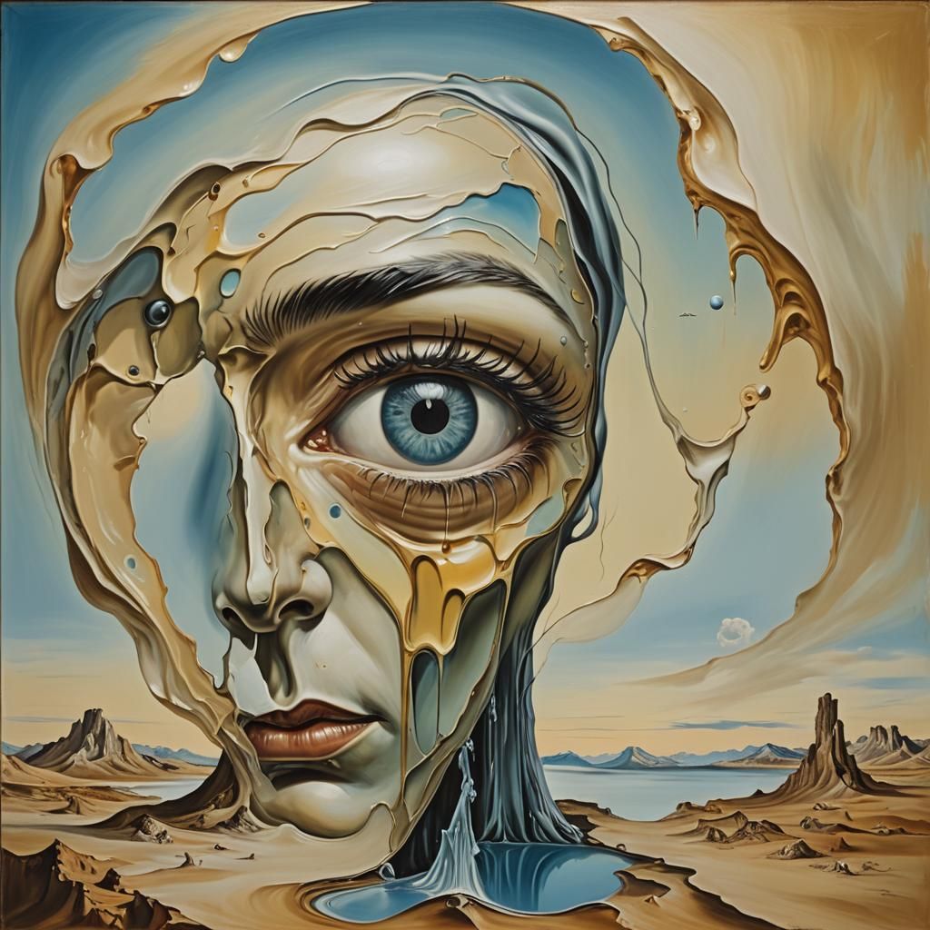 Surreal Portrait: Eye as Lake, Skin as Desert