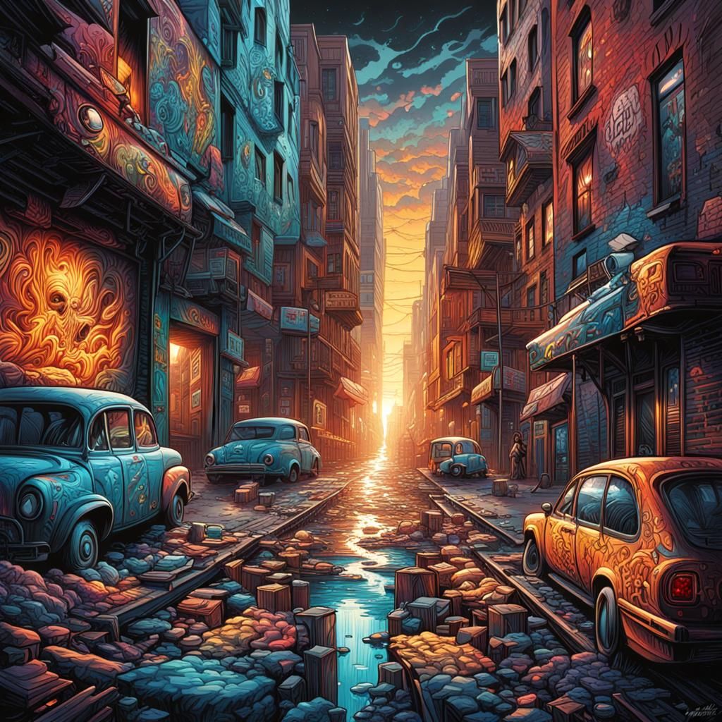 Polychromatic Graffiti Art with Melting Textures