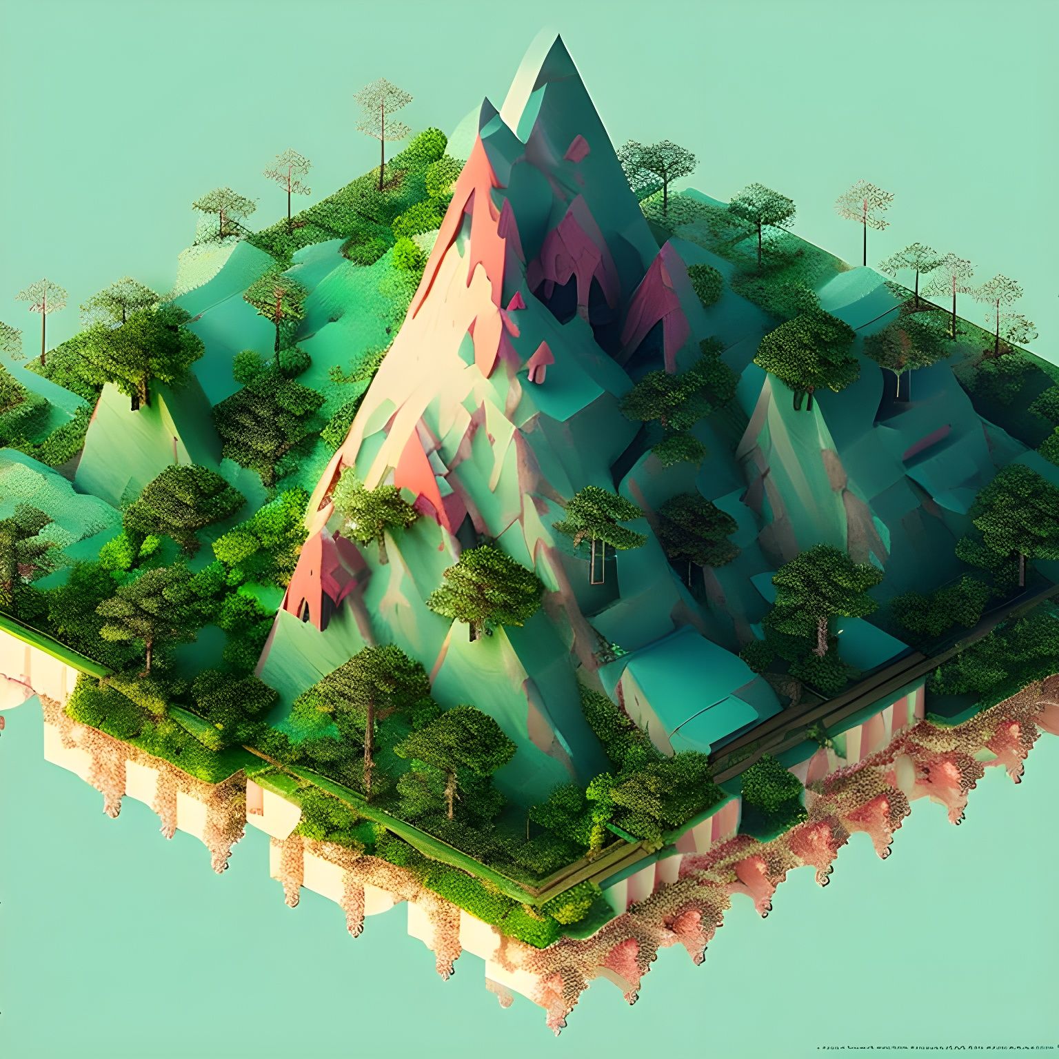 Isometric Floating Tropical Island Microworld
