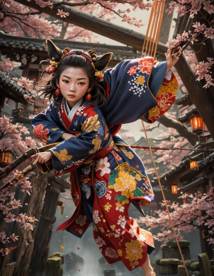 Woman in Kimono with Root Beer: Fantasy Art