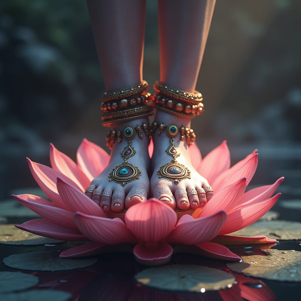Majestic Lord Shiva's Feet on a Lotus Throne