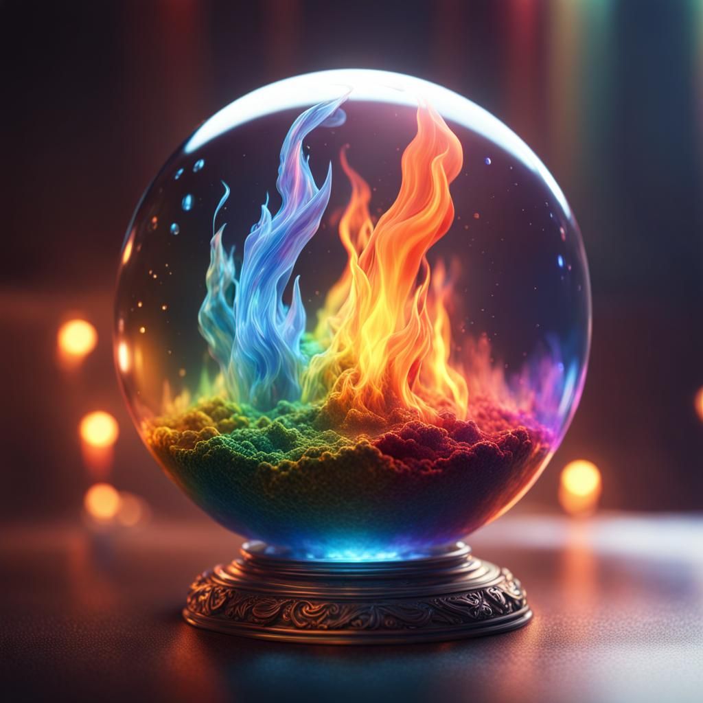 Rainbow Fire Glass Globe in Detailed Matte Style