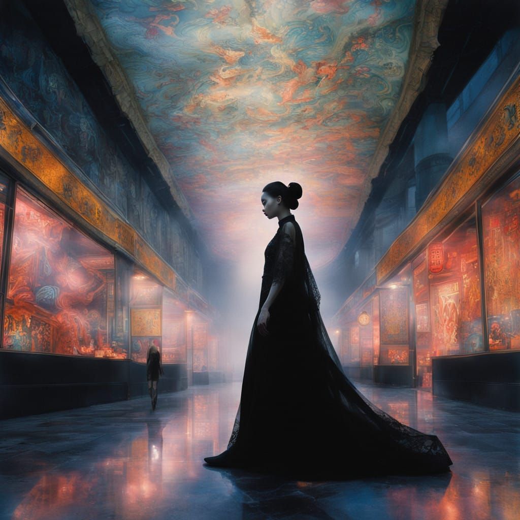 Ghostly Chinese Beauty in Airport Elegance